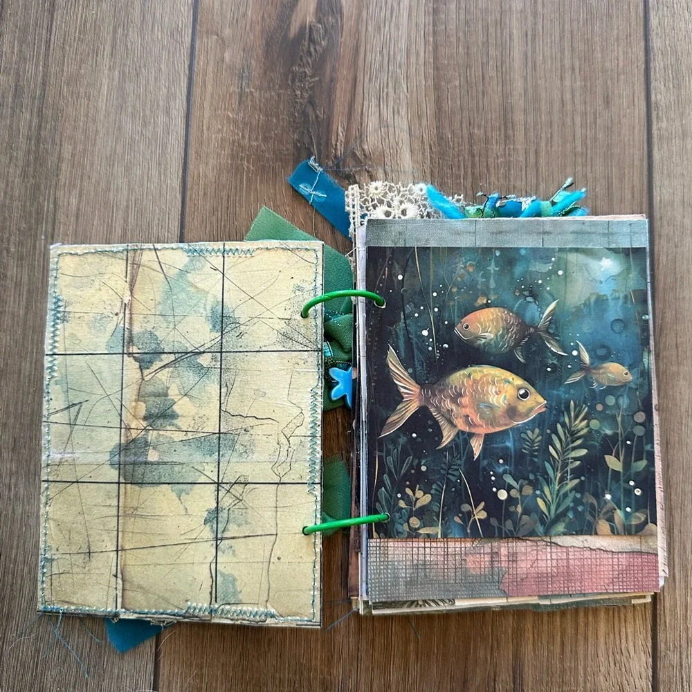 Fish-Themed Junk Journal with Teal Accents